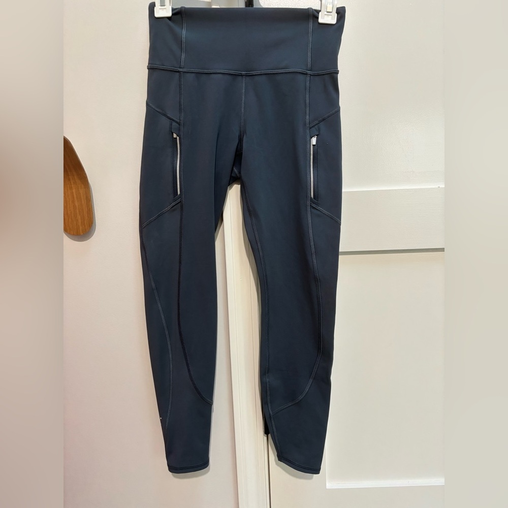 Athleta Ranier High-Waist Black Athletic Leggings with Zippered Pockets